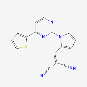 molecular formula C16H9N5S B2511021 2-({1-[4-(2-thienyl)-2-pyrimidinyl]-1H-pyrrol-2-yl}methylene)malononitrile CAS No. 861210-74-4