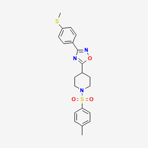 molecular formula C21H23N3O3S2 B2511025 3-(4-(Methylthio)phenyl)-5-(1-tosylpiperidin-4-yl)-1,2,4-oxadiazole CAS No. 946369-26-2