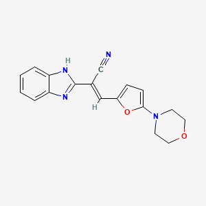 molecular formula C18H16N4O2 B2511031 (E)-2-(1H-Benzoimidazol-2-yl)-3-(5-morpholin-4-yl-furan-2-yl)-acrylonitrile CAS No. 1164534-93-3