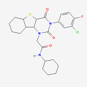 2-[5-(3-chloro-4-fluorophenyl)-4,6-dioxo-8-thia-3,5-diazatricyclo[7.4.0.0^{2,7}]trideca-1(9),2(7),10,12-tetraen-3-yl]-N-cyclohexylacetamide