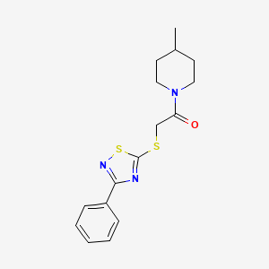 molecular formula C16H19N3OS2 B2511041 1-(4-Methylpiperidin-1-yl)-2-((3-phenyl-1,2,4-thiadiazol-5-yl)thio)ethanone CAS No. 864855-90-3