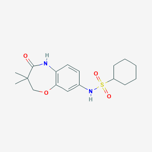 molecular formula C17H24N2O4S B2511044 N-(3,3-dimethyl-4-oxo-2,3,4,5-tetrahydrobenzo[b][1,4]oxazepin-8-yl)cyclohexanesulfonamide CAS No. 922125-58-4