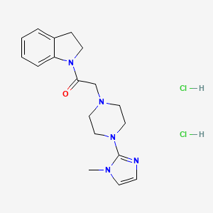 molecular formula C18H25Cl2N5O B2511045 1-(吲哚-1-基)-2-(4-(1-甲基-1H-咪唑-2-基)哌嗪-1-基)乙酮二盐酸盐 CAS No. 1351660-59-7