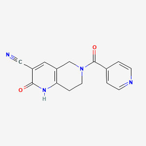 molecular formula C15H12N4O2 B2511056 6-Isonicotinoyl-2-oxo-1,2,5,6,7,8-hexahydro-1,6-naphthyridine-3-carbonitrile CAS No. 2034425-26-6