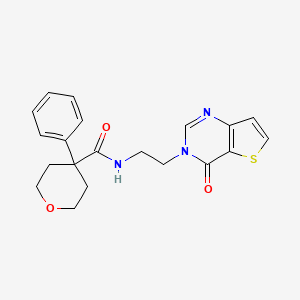 molecular formula C20H21N3O3S B2511063 N-(2-(4-氧代噻吩[3,2-d]嘧啶-3(4H)-基)乙基)-4-苯基四氢-2H-吡喃-4-甲酰胺 CAS No. 1903386-97-9