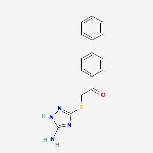 molecular formula C16H14N4OS B2511064 2-[(5-amino-1H-1,2,4-triazol-3-yl)sulfanyl]-1-{[1,1'-biphenyl]-4-yl}ethan-1-one CAS No. 690646-44-7