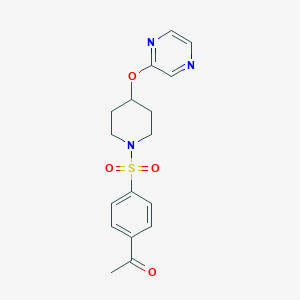 molecular formula C17H19N3O4S B2511067 1-(4-((4-(吡嗪-2-yloxy)哌啶-1-yl)磺酰基)苯基)乙酮 CAS No. 1704987-49-4