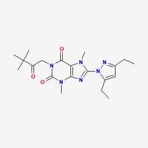 molecular formula C20H28N6O3 B2511082 8-(3,5-diethyl-1H-pyrazol-1-yl)-1-(3,3-dimethyl-2-oxobutyl)-3,7-dimethyl-1H-purine-2,6(3H,7H)-dione CAS No. 1014031-20-9