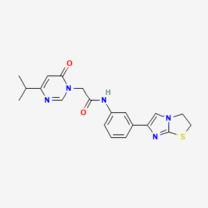 molecular formula C20H21N5O2S B2511101 N-(3-(2,3-dihydroimidazo[2,1-b]thiazol-6-yl)phenyl)-2-(4-isopropyl-6-oxopyrimidin-1(6H)-yl)acetamide CAS No. 1211398-69-4