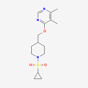 molecular formula C15H23N3O3S B2511104 4-((1-(环丙基磺酰基)哌啶-4-基)甲氧基)-5,6-二甲基嘧啶 CAS No. 2319787-54-5