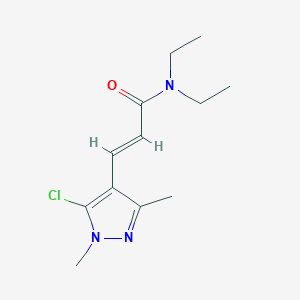 molecular formula C12H18ClN3O B2511113 (E)-3-(5-chloro-1,3-dimethylpyrazol-4-yl)-N,N-diethylprop-2-enamide CAS No. 956607-58-2