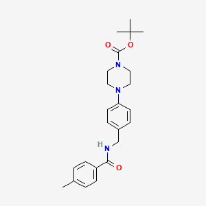 molecular formula C24H31N3O3 B2511119 tert-butyl 4-(4-{[(4-methylbenzoyl)amino]methyl}phenyl)tetrahydro-1(2H)-pyrazinecarboxylate CAS No. 866040-10-0