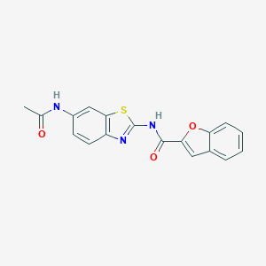 molecular formula C18H13N3O3S B251112 N-[6-(acetylamino)-1,3-benzothiazol-2-yl]-1-benzofuran-2-carboxamide 