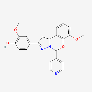 molecular formula C23H21N3O4 B2511126 2-methoxy-4-(7-methoxy-5-(pyridin-4-yl)-5,10b-dihydro-1H-benzo[e]pyrazolo[1,5-c][1,3]oxazin-2-yl)phenol CAS No. 899939-80-1
