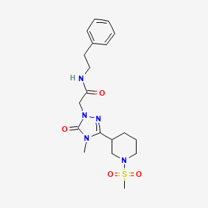 molecular formula C19H27N5O4S B2511127 2-(4-methyl-3-(1-(methylsulfonyl)piperidin-3-yl)-5-oxo-4,5-dihydro-1H-1,2,4-triazol-1-yl)-N-phenethylacetamide CAS No. 1105212-91-6