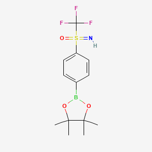 molecular formula C13H17BF3NO3S B2511132 Imino-oxo-[4-(4,4,5,5-tetramethyl-1,3,2-dioxaborolan-2-yl)phenyl]-(trifluoromethyl)-lambda6-sulfane CAS No. 1798336-50-1