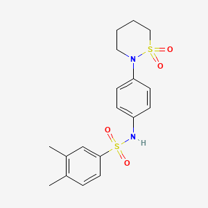 molecular formula C18H22N2O4S2 B2511135 N-[4-(1,1-dioxothiazinan-2-yl)phenyl]-3,4-dimethylbenzenesulfonamide CAS No. 941983-90-0