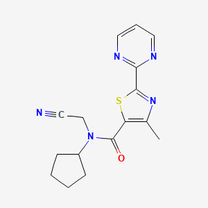 molecular formula C16H17N5OS B2511140 N-(Cyanomethyl)-N-cyclopentyl-4-methyl-2-pyrimidin-2-yl-1,3-thiazole-5-carboxamide CAS No. 2196149-74-1