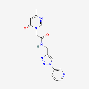 molecular formula C15H15N7O2 B2511147 2-(4-methyl-6-oxopyrimidin-1(6H)-yl)-N-((1-(pyridin-3-yl)-1H-1,2,3-triazol-4-yl)methyl)acetamide CAS No. 2034612-00-3
