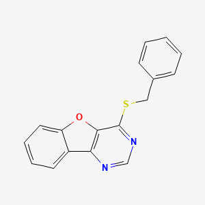 molecular formula C17H12N2OS B2511148 4-(苄基硫代)苯并呋并[3,2-d]嘧啶 CAS No. 62208-74-6