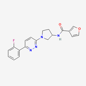 molecular formula C19H17FN4O2 B2511150 N-(1-(6-(2-氟苯基)吡啶嗪-3-基)吡咯烷-3-基)呋喃-3-甲酰胺 CAS No. 1421452-53-0