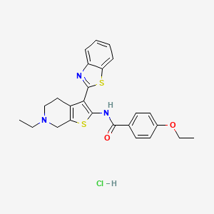 molecular formula C25H26ClN3O2S2 B2511154 N-(3-(benzo[d]thiazol-2-yl)-6-ethyl-4,5,6,7-tetrahydrothieno[2,3-c]pyridin-2-yl)-4-ethoxybenzamide hydrochloride CAS No. 1189880-98-5