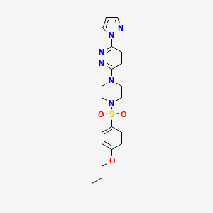 molecular formula C21H26N6O3S B2511160 3-(4-((4-butoxyphenyl)sulfonyl)piperazin-1-yl)-6-(1H-pyrazol-1-yl)pyridazine CAS No. 1013817-87-2