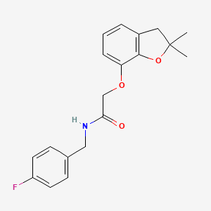 molecular formula C19H20FNO3 B2511181 2-[(2,2-dimethyl-3H-1-benzofuran-7-yl)oxy]-N-[(4-fluorophenyl)methyl]acetamide CAS No. 556008-87-8