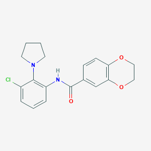 molecular formula C19H19ClN2O3 B251119 N-[3-chloro-2-(1-pyrrolidinyl)phenyl]-2,3-dihydro-1,4-benzodioxine-6-carboxamide 