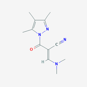 molecular formula C12H16N4O B2511190 (E)-3-(二甲氨基)-2-[(3,4,5-三甲基-1H-吡唑-1-基)羰基]-2-丙烯腈 CAS No. 477710-15-9