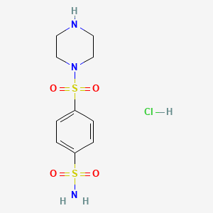 molecular formula C10H16ClN3O4S2 B2511195 盐酸4-(哌嗪-1-磺酰基)苯-1-磺酰胺 CAS No. 1052543-23-3