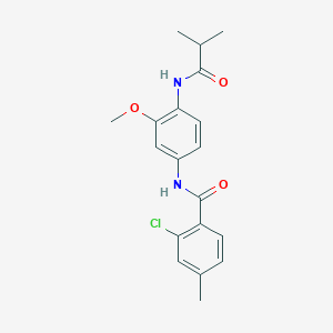 molecular formula C19H21ClN2O3 B251120 2-chloro-N-[4-(isobutyrylamino)-3-methoxyphenyl]-4-methylbenzamide 