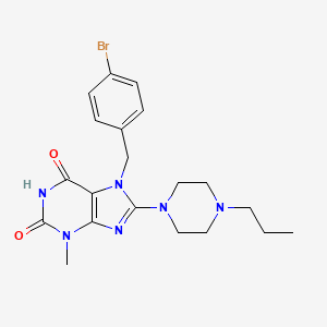 molecular formula C20H25BrN6O2 B2511201 7-(4-bromobenzyl)-3-methyl-8-(4-propylpiperazin-1-yl)-1H-purine-2,6(3H,7H)-dione CAS No. 898428-15-4
