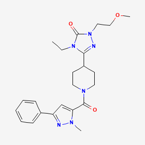 molecular formula C23H30N6O3 B2511203 4-乙基-1-(2-甲氧基乙基)-3-(1-(1-甲基-3-苯基-1H-吡唑-5-羰基)哌啶-4-基)-1H-1,2,4-三唑-5(4H)-酮 CAS No. 1797583-30-2