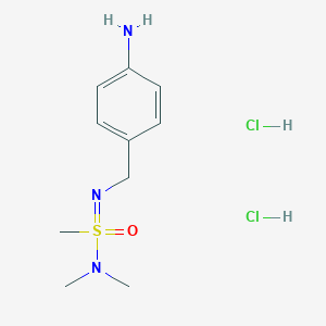 molecular formula C10H19Cl2N3OS B2511208 N'-(4-氨基苄基)-N,N-二甲基甲磺酰亚胺二盐酸盐 CAS No. 2138134-71-9