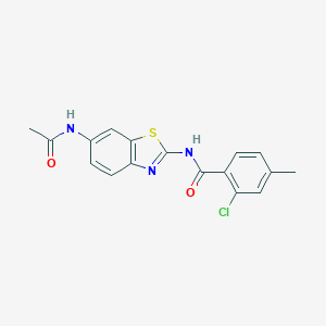 molecular formula C17H14ClN3O2S B251121 N-[6-(acetylamino)-1,3-benzothiazol-2-yl]-2-chloro-4-methylbenzamide 