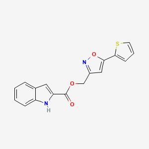 molecular formula C17H12N2O3S B2511214 (5-(噻吩-2-基)异恶唑-3-基)甲基1H-吲哚-2-羧酸酯 CAS No. 1036127-93-1