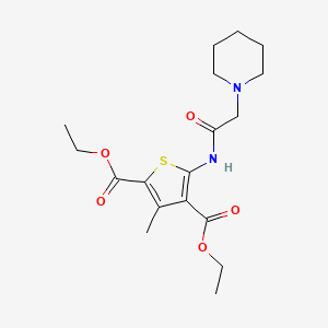 molecular formula C18H26N2O5S B2511216 3-甲基-5-(2-(哌啶-1-基)乙酰氨基)噻吩-2,4-二甲酸二乙酯 CAS No. 297760-23-7
