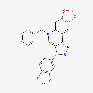 molecular formula C25H17N3O4 B2511222 3-(benzo[d][1,3]dioxol-5-yl)-5-benzyl-5H-[1,3]dioxolo[4,5-g]pyrazolo[4,3-c]quinoline CAS No. 866344-61-8