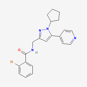 2-bromo-N-((1-cyclopentyl-5-(pyridin-4-yl)-1H-pyrazol-3-yl)methyl)benzamide
