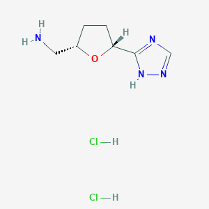 molecular formula C7H14Cl2N4O B2511238 [(2S,5R)-5-(1H-1,2,4-Triazol-5-yl)oxolan-2-yl]methanamine;dihydrochloride CAS No. 2243510-35-0