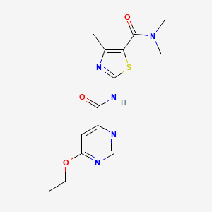 molecular formula C14H17N5O3S B2511259 2-(6-ethoxypyrimidine-4-carboxamido)-N,N,4-trimethylthiazole-5-carboxamide CAS No. 2034580-08-8