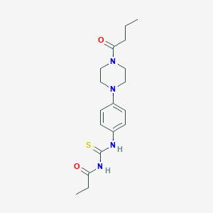 molecular formula C18H26N4O2S B251126 N-[4-(4-butyryl-1-piperazinyl)phenyl]-N'-propionylthiourea 