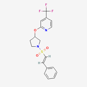 molecular formula C18H17F3N2O3S B2511260 (E)-2-((1-(styrylsulfonyl)pyrrolidin-3-yl)oxy)-4-(trifluoromethyl)pyridine CAS No. 2035000-64-5