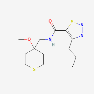 molecular formula C13H21N3O2S2 B2511261 N-((4-methoxytetrahydro-2H-thiopyran-4-yl)methyl)-4-propyl-1,2,3-thiadiazole-5-carboxamide CAS No. 2034452-31-6