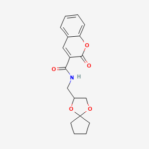 N-(1,4-dioxaspiro[4.4]nonan-2-ylmethyl)-2-oxo-2H-chromene-3-carboxamide
