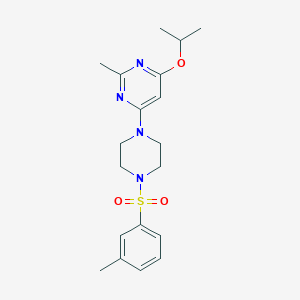 molecular formula C19H26N4O3S B2511268 4-Isopropoxy-2-methyl-6-(4-(m-tolylsulfonyl)piperazin-1-yl)pyrimidine CAS No. 946302-18-7