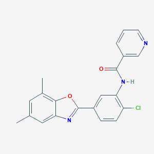 molecular formula C21H16ClN3O2 B251128 N-[2-chloro-5-(5,7-dimethyl-1,3-benzoxazol-2-yl)phenyl]nicotinamide 