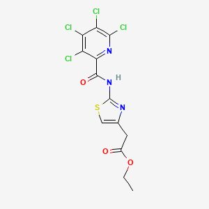 molecular formula C13H9Cl4N3O3S B2511291 Ethyl 2-[2-[(3,4,5,6-tetrachloropyridine-2-carbonyl)amino]-1,3-thiazol-4-yl]acetate CAS No. 937977-86-1