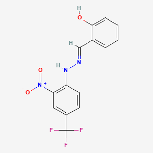 (E)-2-((2-(2-nitro-4-(trifluoromethyl)phenyl)hydrazono)methyl)phenol